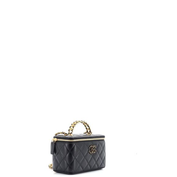 Chanel CC Woven Logo Handle Vanity Case with Chain Quilted Lambskin with Crystal - Picture 2 of 6